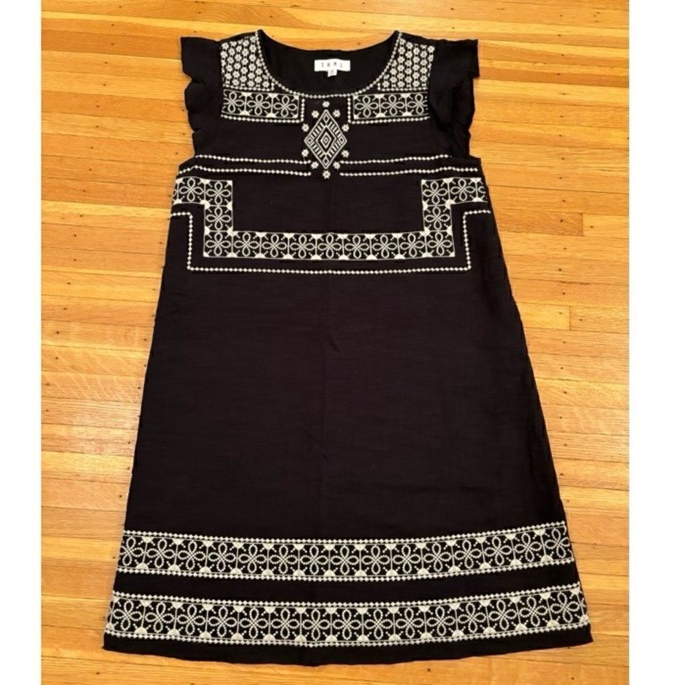 THML black embroidered short sleeve dress
